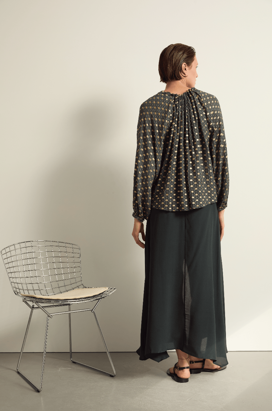 BLOUSE BONO LUREX PLUMETIS - ARDOISE
